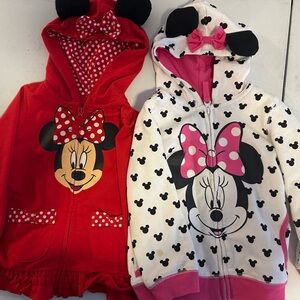 Pair of 4t zip up hooded (with ears!) Minnie sweatshirts.